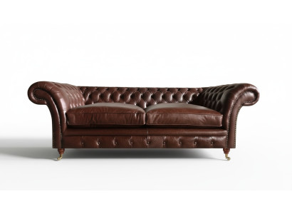 Zweisitzer Sofa Couch Design Möbel Ledersofa Braun Chesterfield Wohnzimmer