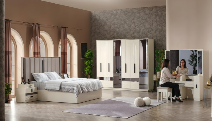 Schlafzimmer Set 5tlg Moderne Design Komplett Möbel Bett Luxus Kleiderschrank