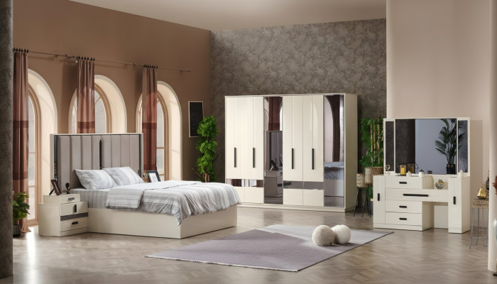 Schlafzimmer Set 5tlg Moderne Design Komplett Möbel Bett Luxus Kleiderschrank