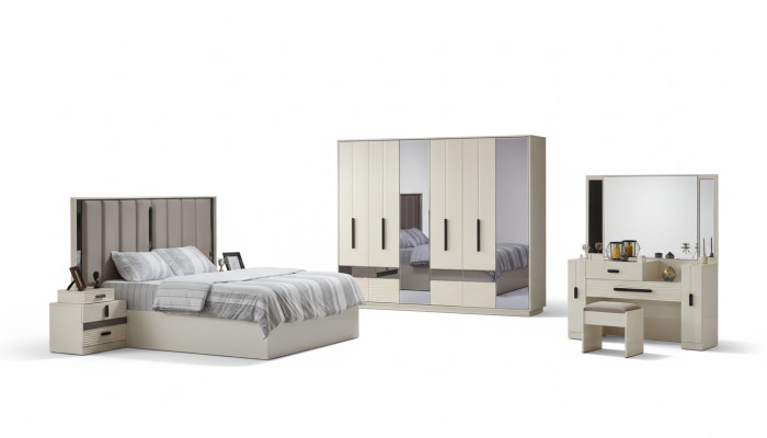 Schlafzimmer Set 5tlg Moderne Design Komplett Möbel Bett Luxus Kleiderschrank