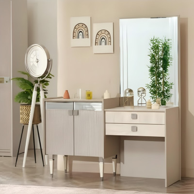 Schlafzimmer Luxus Möbel Schminktisch mit Spiegel Holz Design Modern