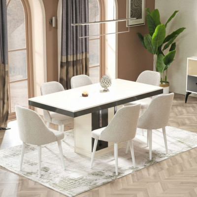 Esszimmer Esstisch mit 6x Stühle Holzmöbel Modern Tisch Luxus Möbel