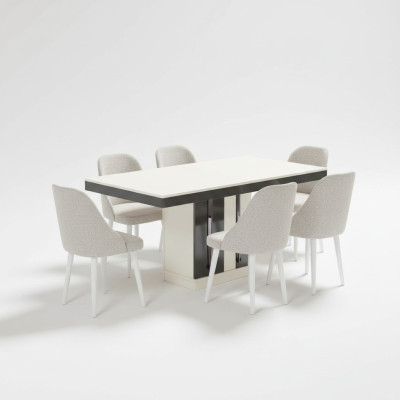 Esszimmer Esstisch mit 6x Stühle Holzmöbel Modern Tisch Luxus Möbel