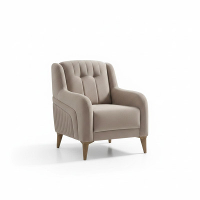Beige Sessel Moderne Polstermöbel Wohnzimmer Design Möbel Textil Sitz