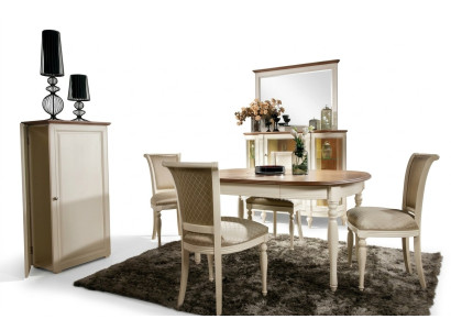 Esszimmer Komplett Esstisch mit 4x Stühle Essgruppe Vitrine Holzmöbel 6tlg