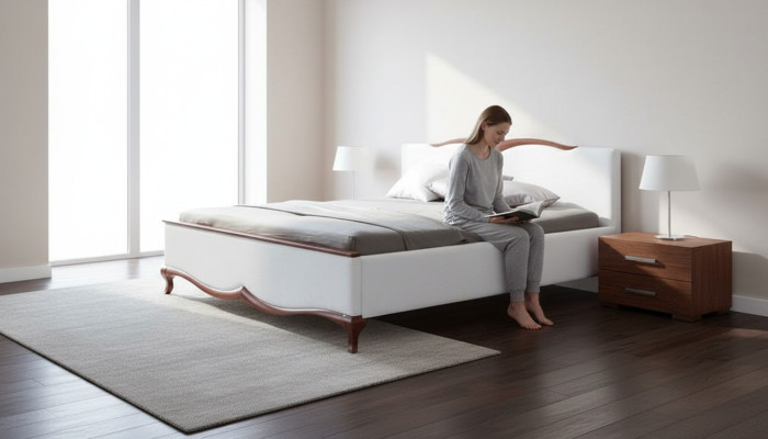 Bett Doppelbett Holzbett Polsterbett Schlafstätte Komfortbett Zweibett