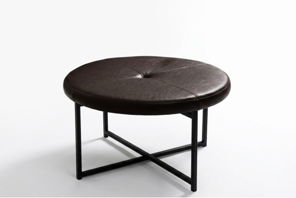 Couchtisch hochwertiges Leder Tischplatte Material Metall Wohnzimmer Dunkelbraun