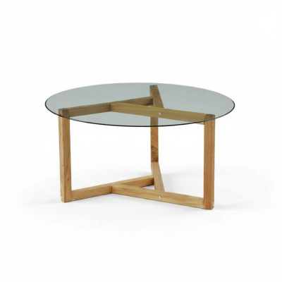 Couchtisch Glastischplatte Holzbeine Wohnzimmer moderne minimalistische Möbel