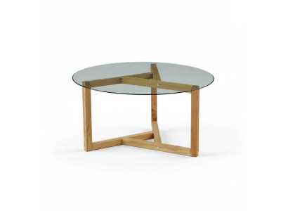 Couchtisch Glastischplatte Holzbeine Wohnzimmer moderne minimalistische Möbel