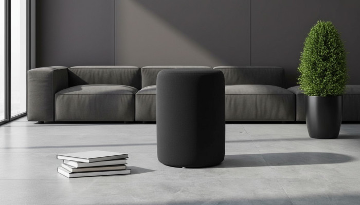 Schwarzer Hocker Wohnzimmer Polyester gepolsterter Sitzhocker Luxus