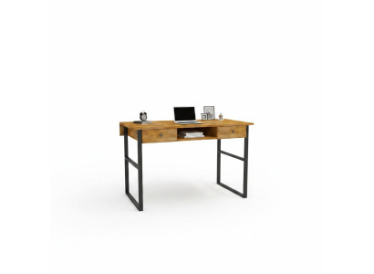 Brauner Holztisch 2x Schubladen Designer Büromöbel Luxus Schreibtisch