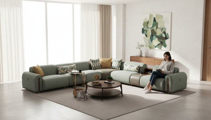 Stilvolles Ecksofa Designer Wohnzimmer Couch L-Form Edle Polstercouch