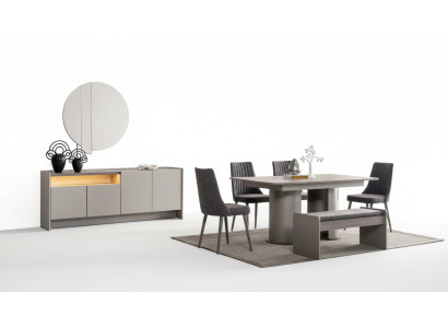 Esszimmer Set Esstisch, 4x Stühle & Kommode Essgarnitur  Design 6tlg