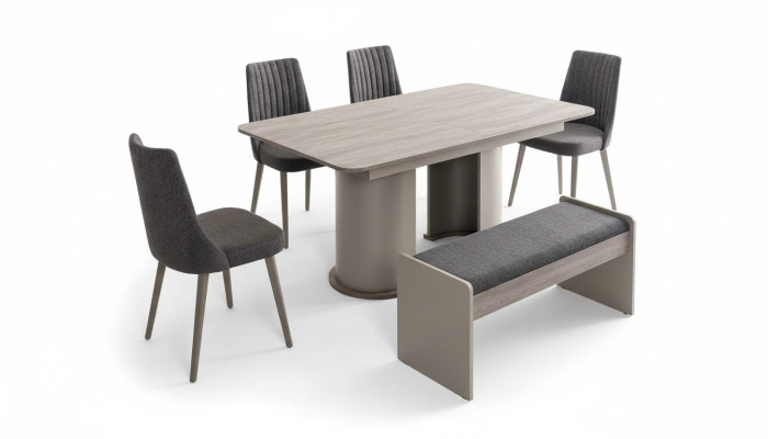 Essgarnitur 5-tlg. Esszimmer Set Esstisch 4 Stühlen Tisch Gruppe Garnitur