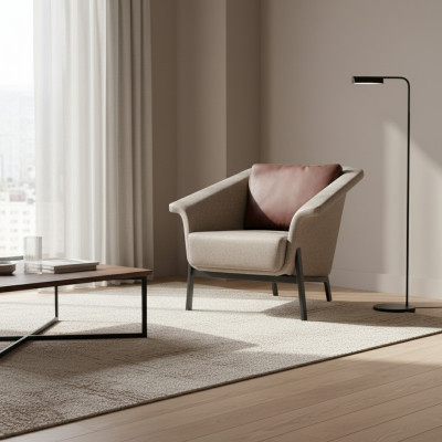 Grauer Einsitzer Designer Fernsehsessel Wohnzimmer Ledersessel 1-Sitzer