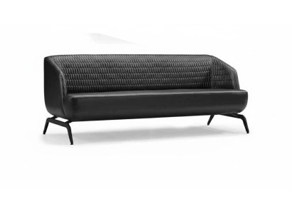 Schwarzes Ledersofa Designer 3-Sitzer Couch Wohnzimmer Sitzmöbel 3-er