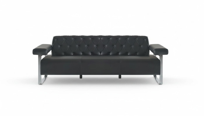 Chesterfield Design 3-Sitzer Sofa Schwarz Einfarbig Modern Design Stil
