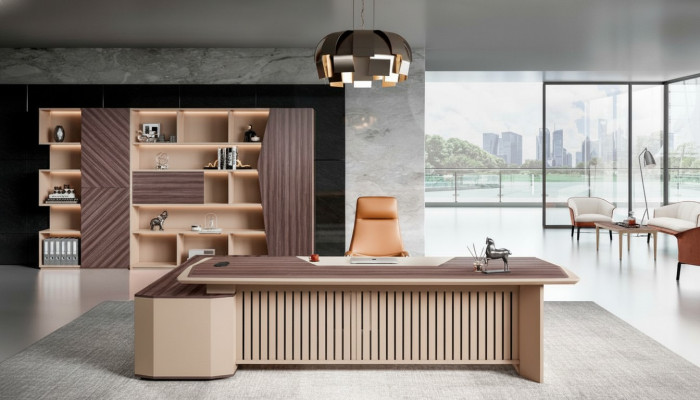 Büro Tisch Bürotisch Arbeitstisch Schreibtisch Büromöbel Holz Beige
