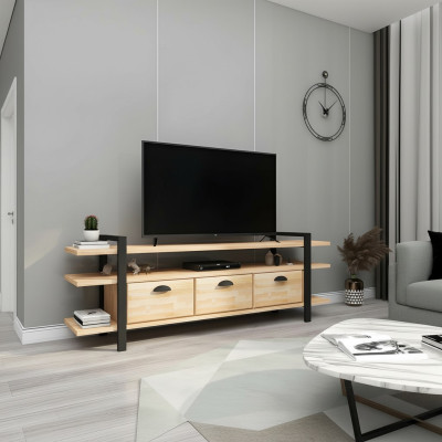 Beiger TV-Ständer Stilvolles RTV Luxuriöser Wohnzimmer Holz Lowboard