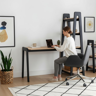 Schwarz-Brauner Kompakter Laptoptisch Designer Schreibtisch Luxus Möbel