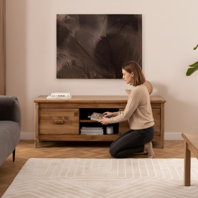 Eleganter Brauner TV Ständer Holz Fernsehtisch Wohnzimmer Luxuriöser RTV