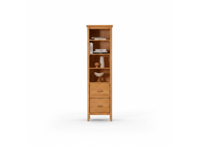 Robuste Hellbraune Wohnzimmer Vitrine Designer Holz Schrank 2-Schubladen