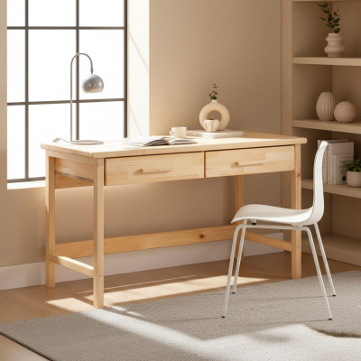 Stilvoller Beiger Schreibtisch Moderner Ablagentisch Luxus Holz Möbel