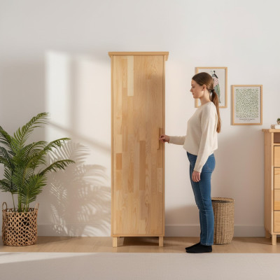 Kompakter Beiger Kleiderschrank 1-türiger Schlafzimmer Ablagenschrank