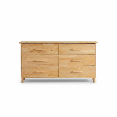 Luxuriöse Beige Kommode Schlafzimmer 6-Schubladen Holz Ablage Kommode