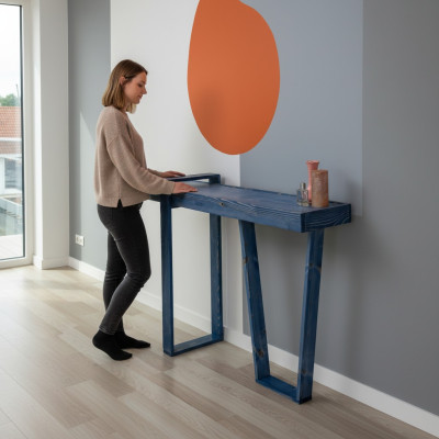 Stilvoll Konsolentisch Blau Wohnzimmer Konsole Modern Designer Sideboard