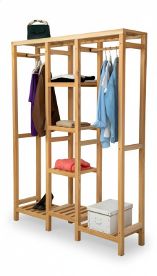 Modern Garderobe Beige Regal Schrank Kleider Schrank Möbel Garderoben Holz