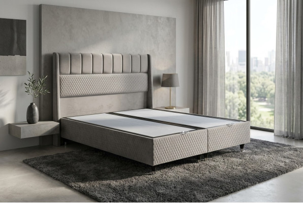 Schlafzimmer Graues Textilbett Designer Rechteckige Form Doppelbett Neu