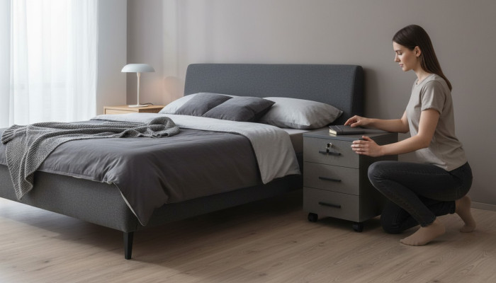 Aktenschrank Grau Einfarbig Arbeitszimmer Modern Design mit Schubladen