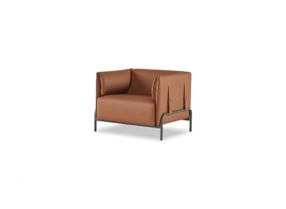 Sessel Braun Einfarbig Modern Arbeitszimmer Wohnzimmer Edelstahlfuße