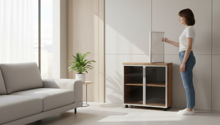 Aktenschrank mit Glastüren Braun Einfarbig Einlegenboden Arbeitszimmer