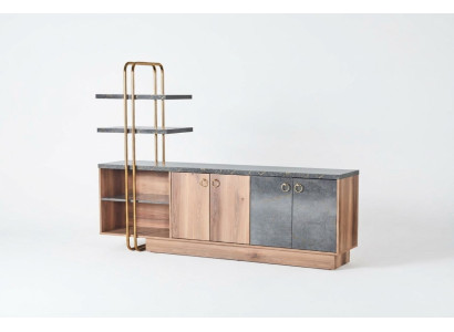 Sideboard Aktenschrank Modern Design Braun Grau Zweifarbig Arbetiszimmer