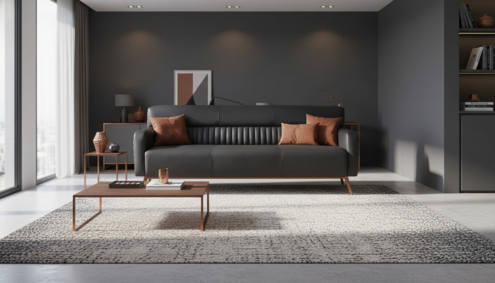 Arbeitszimmer 3-Sitzer Sofa Schwarz Einfarbig Modern Design Wohnzimmer