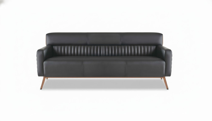 Arbeitszimmer 3-Sitzer Sofa Schwarz Einfarbig Modern Design Wohnzimmer