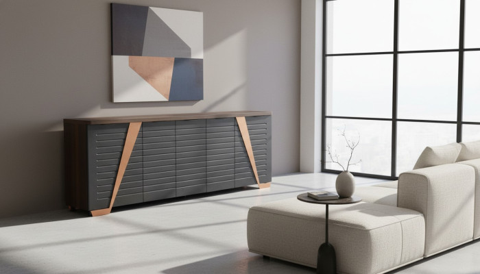 Sideboard Aktenschrank Rechteck Form Schwarz Einfarbig Modern Design