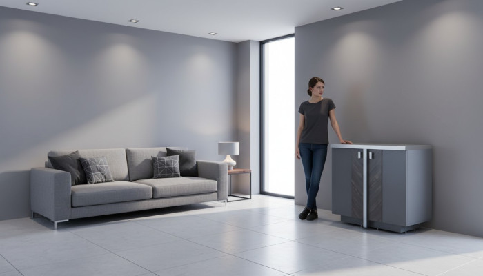 Kommode Modern Design Stil Grau Aktenschrank Einfarbig Stauraum Türen