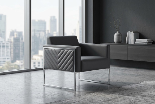 Sessel Arbeitszimmer 1-Sitzer Grau Einfarbig Modern Design Wohnzimmer