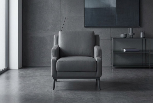 Sessel Dunkelgrau Einfarbig Modern Stil Design Arbeitszimmer Wohnzimmer