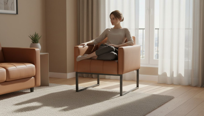 Sessel Braun Einfarbig Arbeitszimmer Modern Design 1-Sitzer Edelstahl