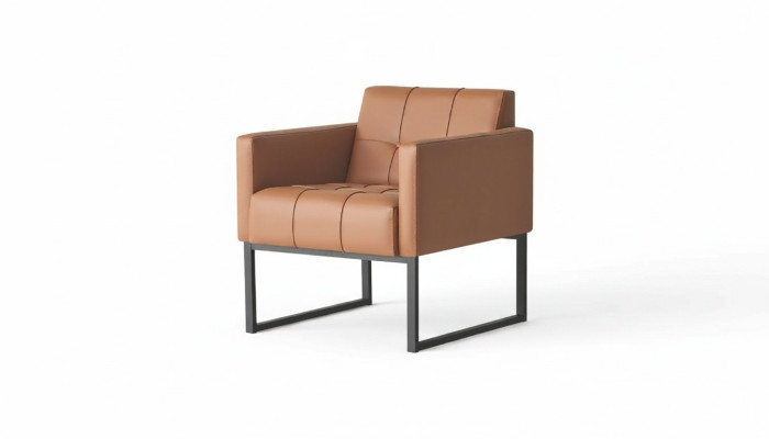 Sessel Braun Einfarbig Arbeitszimmer Modern Design 1-Sitzer Edelstahl