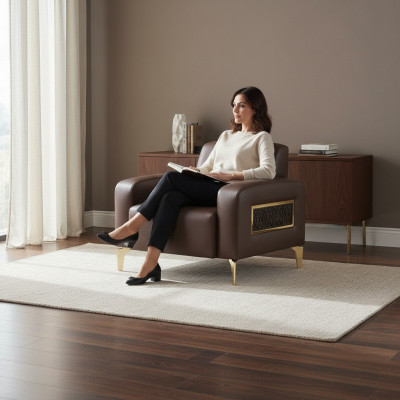 Sessel Braun Einfarbig Modern Design Arbeitszimmer Wohnzimmer 1-Sitzer