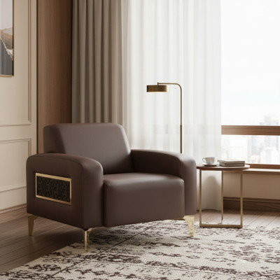 Sessel Braun Einfarbig Modern Design Arbeitszimmer Wohnzimmer 1-Sitzer
