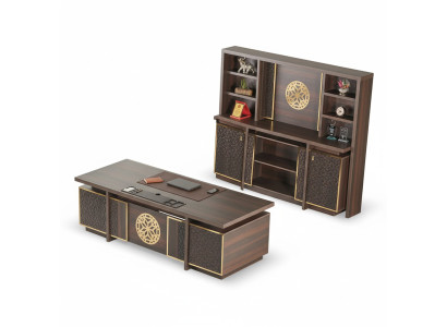 Arbeitszimmer Set 3tlg Bürotisch Sideboard Bücherregal Braun Einfarbig