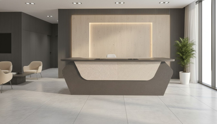 Bürotisch Grau Zweifarbig Modern Rechteckig Design Stil Arbeitszimmer