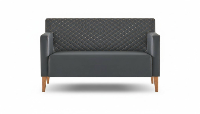 Sofa 2-Sitzer Arbeitszimmer Schwarz Einfarbig Modern Design Wohnzimmer