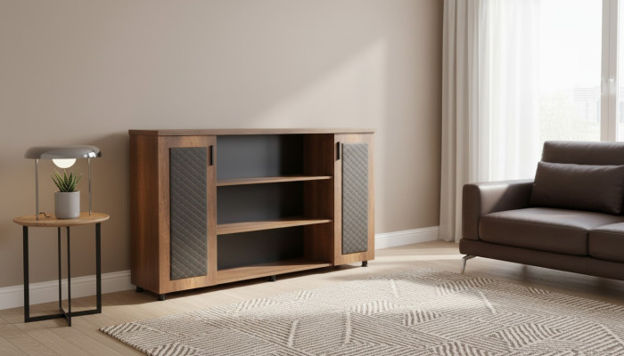 Aktenschrank Sideboard Braun Schwarz Zweifarbig Modern Arbeitszimmer